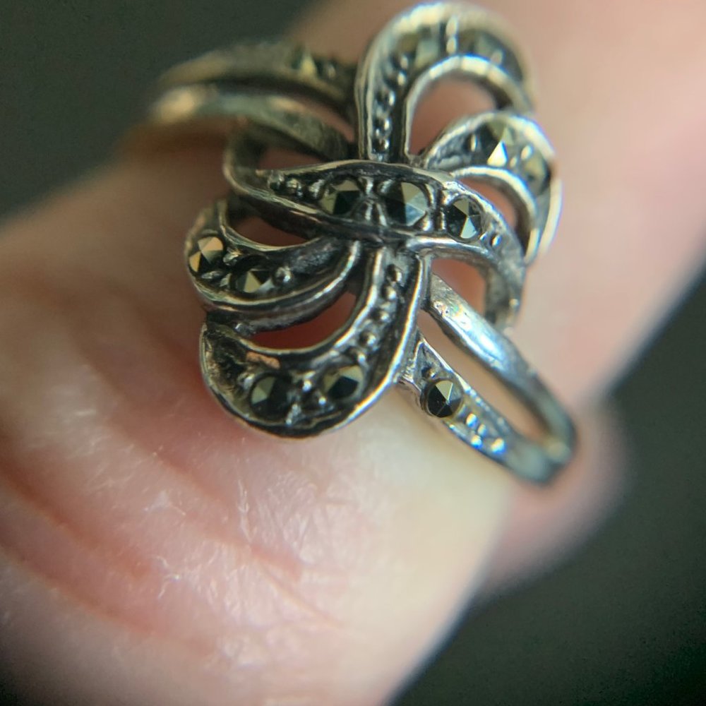 Sterling Marcasite Bow Ring